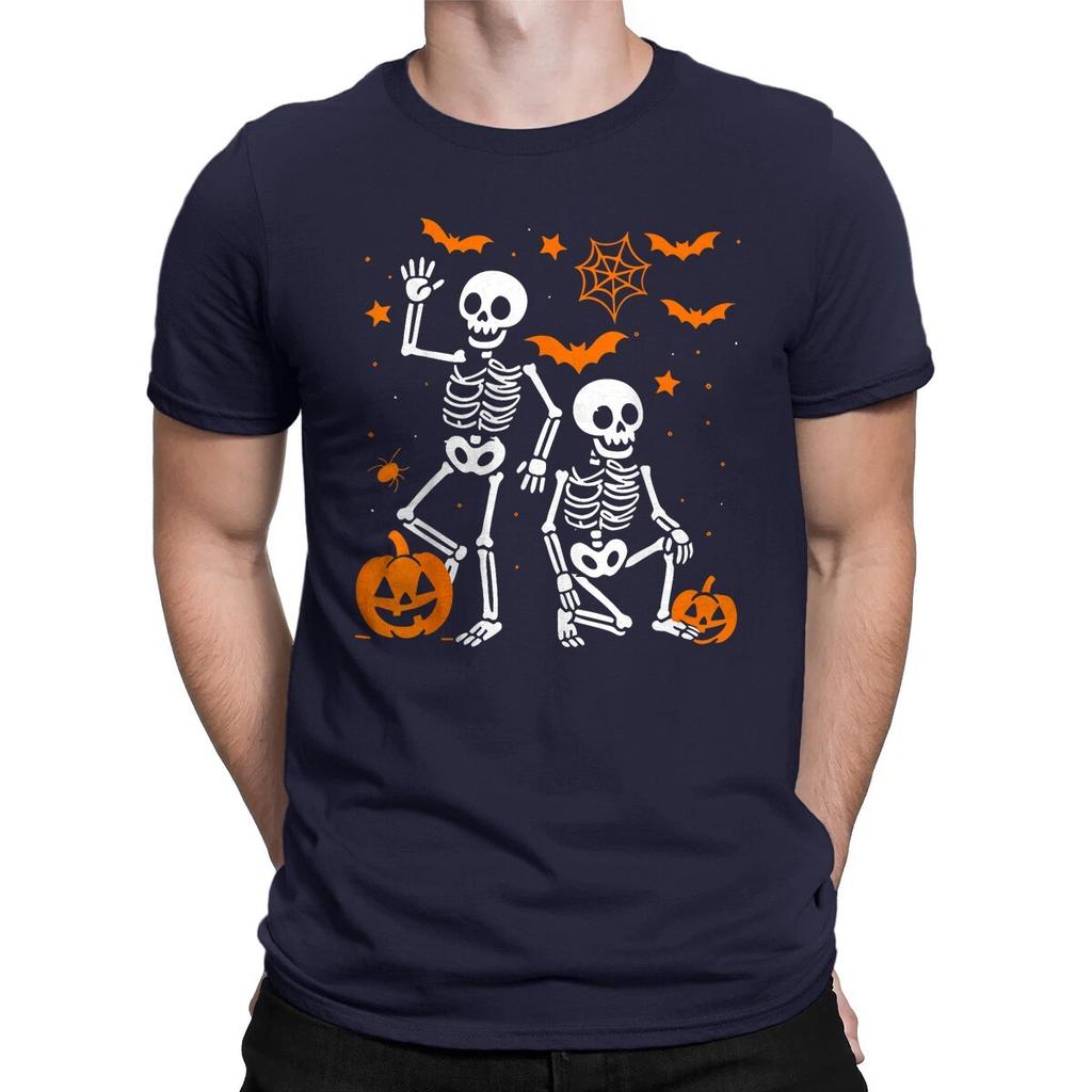 Vintage Slightly Subtle Halloween Skeleton Shirt Funny Autumn Festival Woman Man Cotton Gothic Cool Printed Tshirt Streetwear