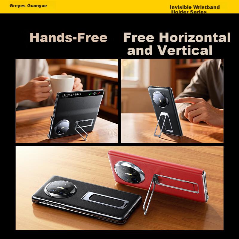 360° Dual-Screen Full-Coverage Wristband Stand Anti-Drop Case for Huawei Mate X6 Classic Edition Foldable Screen Smart Flip Leather Case
