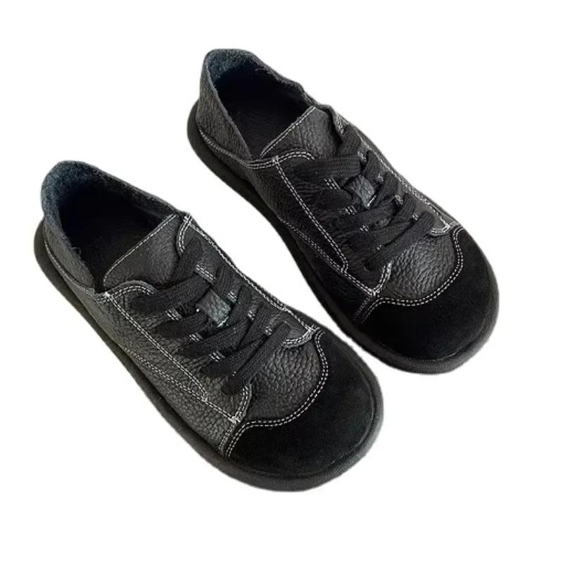 Dámské boty na šněrování s nízkým podpatkem, měkkou spodní částí, kulatou špičkou, z PU, vulkanizované, boty pro ženy, nové prodyšné a pohodlné tenisky z roku 2024