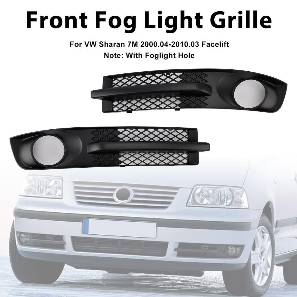 Front Bumper Fog Light Grill Fit VW Sharan 7M 2000-2010 W/ Foglight Hole