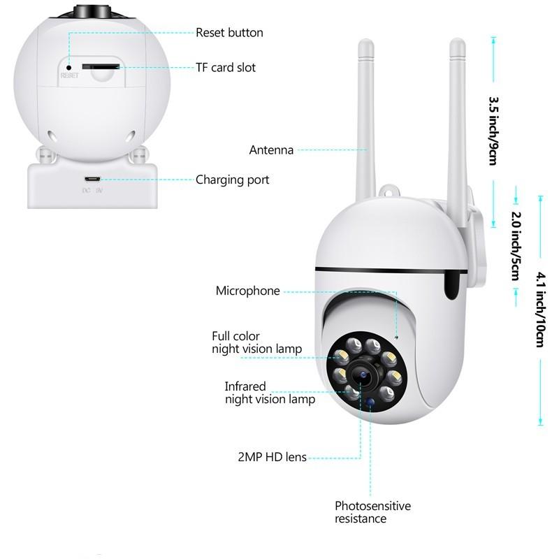 200W 5Ghz a 2,4GHz Wifi IP kamera HD 1080P IR plnobarevné noční vidění Zabezpečení Venkovní bezdrátová sledovací kamera AI Sledování člověka (1/2/4 ks)