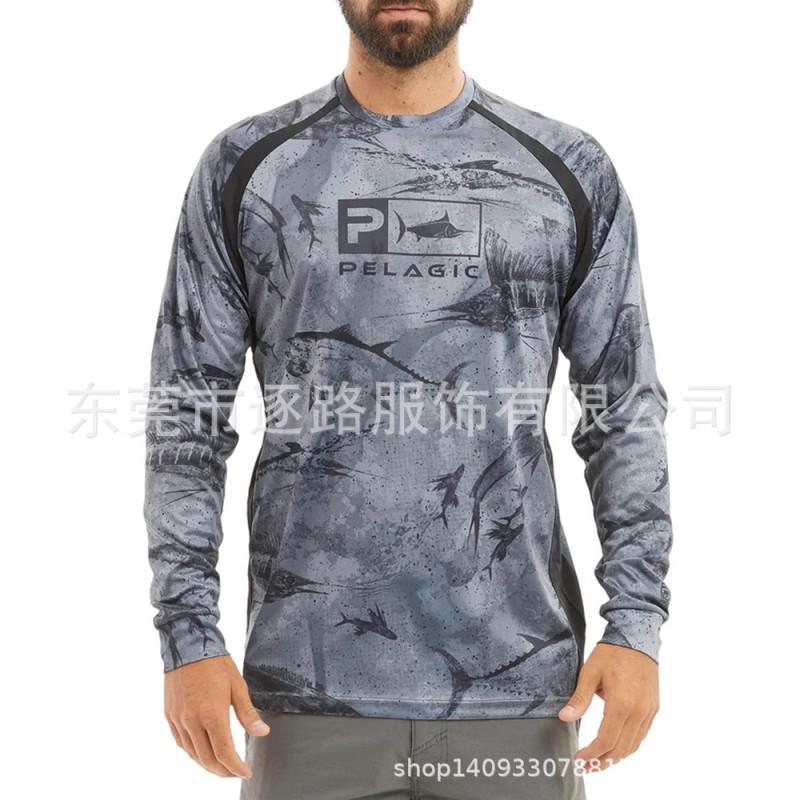 Long Sleeve Fishing Shirt Men UV Protection Breathable Quick Dry Outdoor T-Shirt