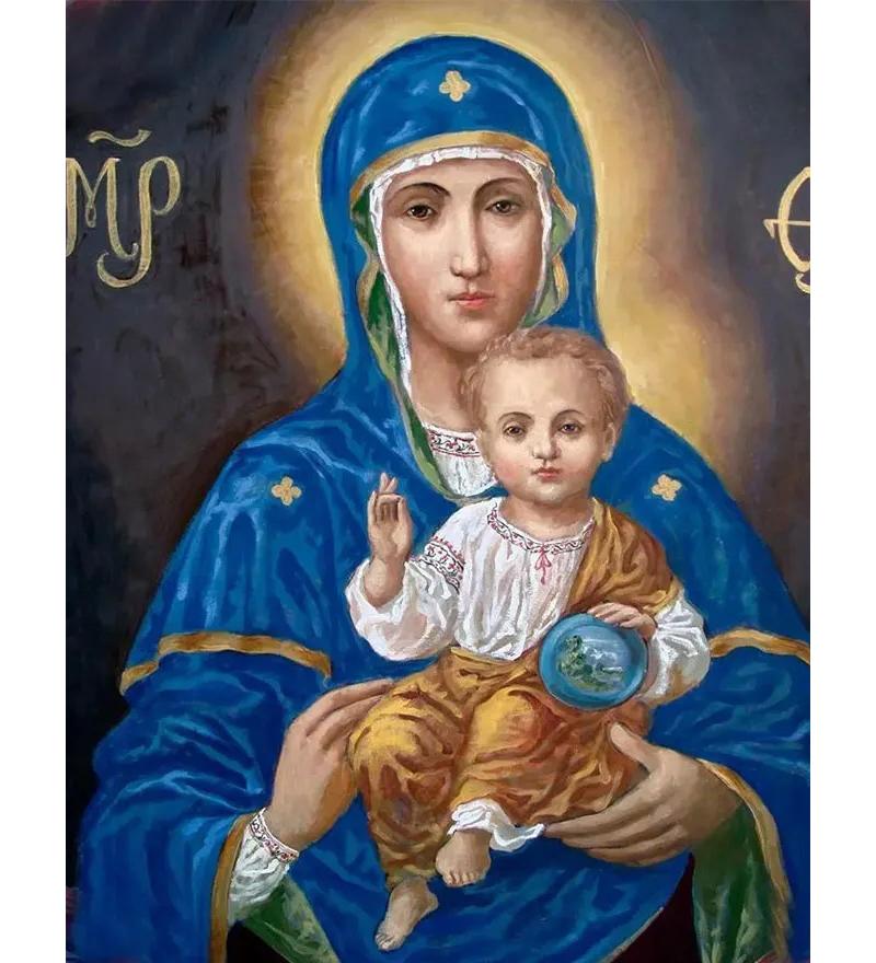 5D Diamantmalerei Religion Ikone Jungfrau Maria Runde Bohrer Heimdekor Porträt Stickerei Mosaik Geschenk Heimdekor