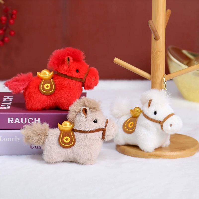 1Pc Horse Keychain New Year Packaging Decoration Festival Gift Ornament Cartoon Pendant Plush Keychain Car Keychain