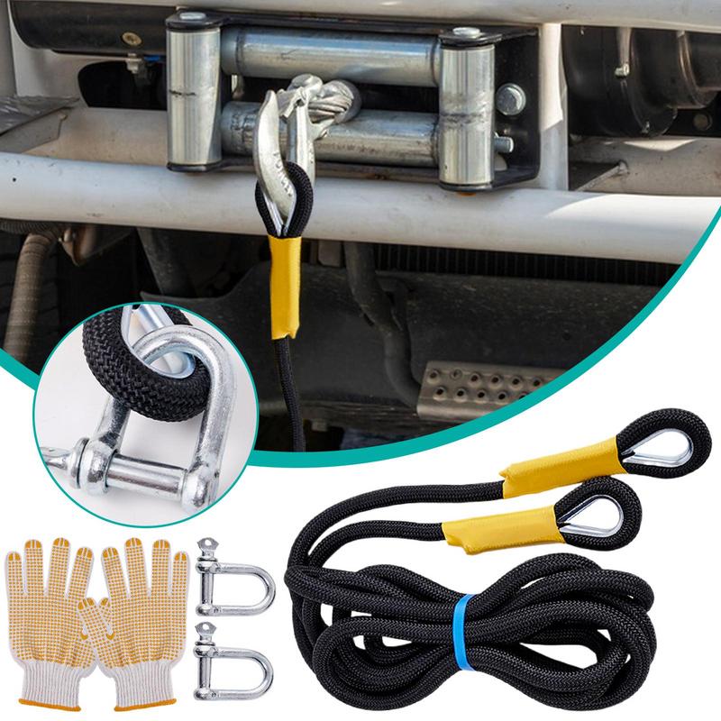 Car Emergency Rescue Rope Portable Recovery Tow Strap Heavy Duty Outdoor Car Tow Strap SUV ATV Tow Strap with Protective Mittens