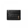 Saint Laurent 607603 Dze0w 1000 Tiny Monogram Krokodil-Prägung Goldfarbener Kartenhalter