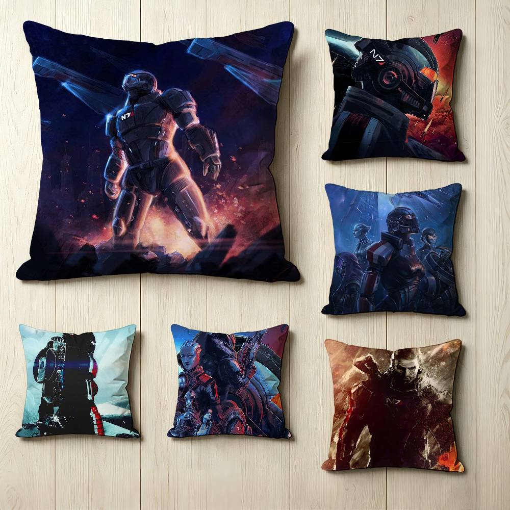 Scifi game MMass Effect NN Square DoubleSided printed Pillow Case Bedroom Bedside Pillow Sofa Cushion Cover