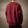 Premium American Style Heavyweight Embroidered Round Neck Men's Winter Hoodie with Velvet, Loose Fit Casual Pullover.