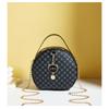 Ladies' Fashionable Black Round Shoulder Bag with Gold Accents and Decorations - A Compact Synthetic Leather Mobile Wallet Suitable for Daily Use