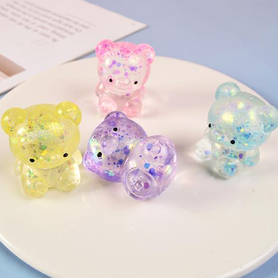 Klarer Bär Quetschspielzeug Stressabbau Glitzerbär Stresszuckerball Sensorisches Spielzeug Weich Langsam aufsteigend Dekompression Fidget Spielzeug