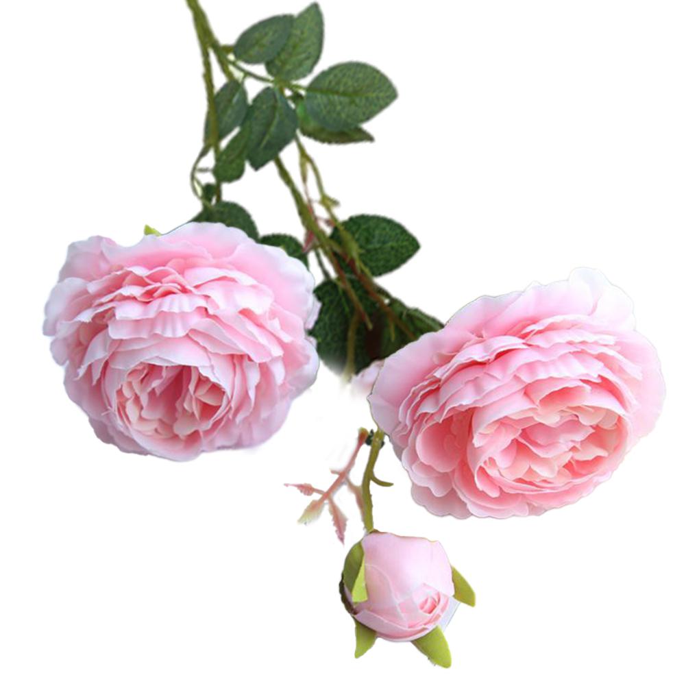 Rose Peony Artificial Flower 3 Heads Plastic for Wedding Office Living Decor