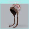 Knitted Hat Women Autumn Winter With Floral Pattern And Ear Protection For Casual Daily Wear