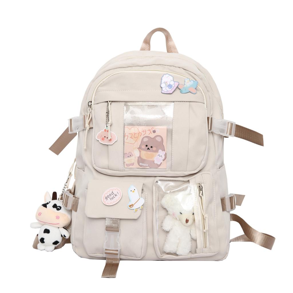 Junior high school schoolbag backpack girl cute bear doll backpack large capacity sweet student schoolbag