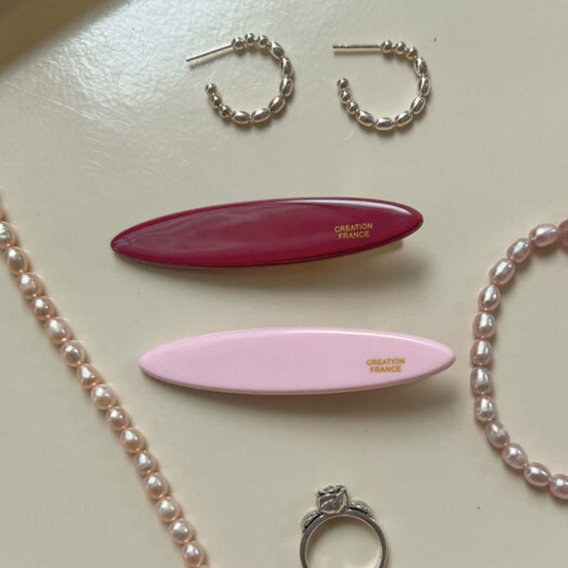 

objet213 Vintage Pink Canoe Hair Clip 2. Baby Pink