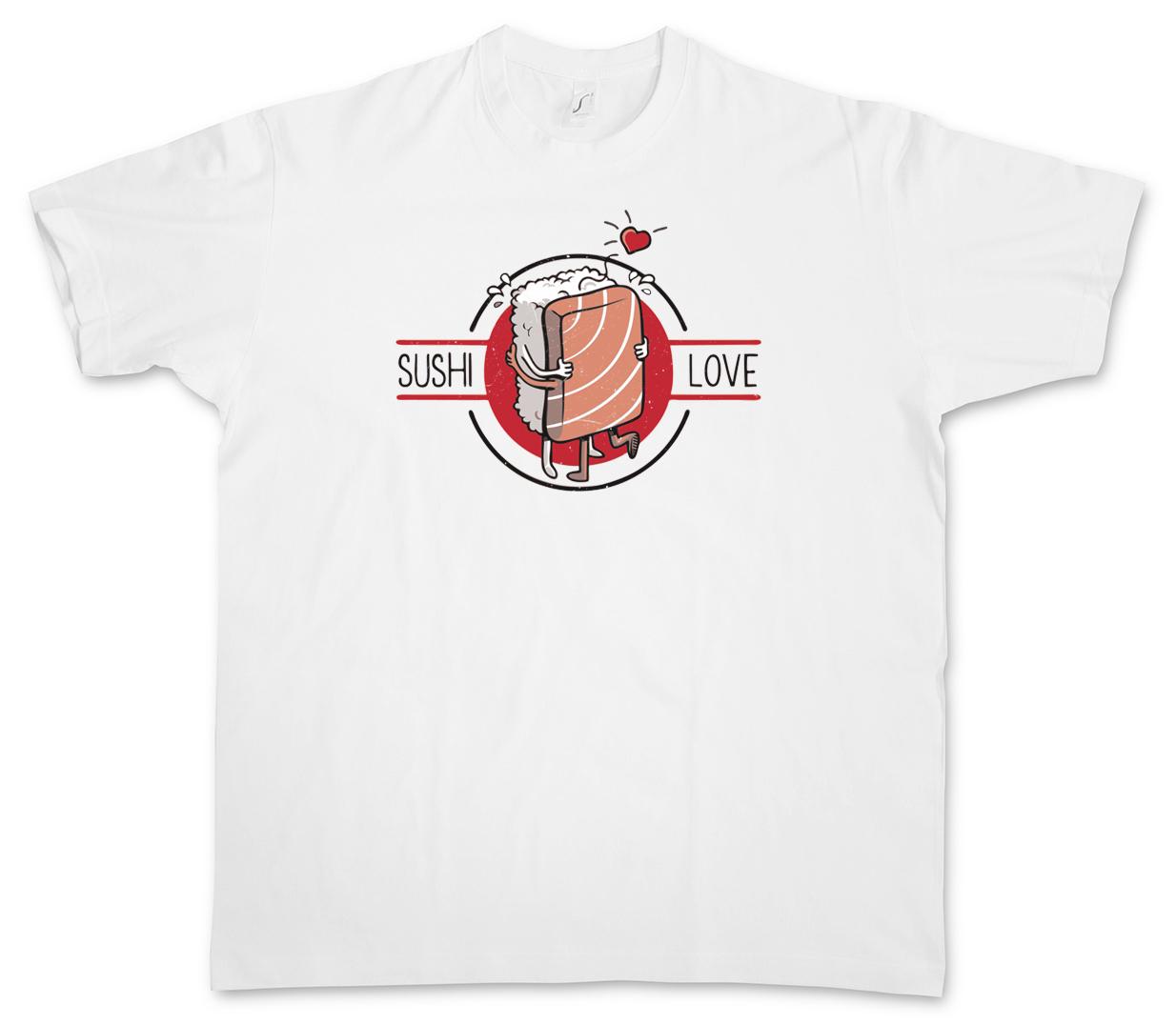SUSHI LOVE T-Shirt Mens Womens Tees Top – addicted Food Japan Asia Minimal Food Rice Wasabi Fish L