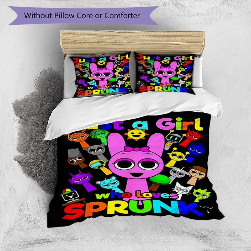 3pcs Sprunki9 pattern bedding set duvet cover set includes duvet cover &pillowcases, perfect all season bedroom decoration & gift