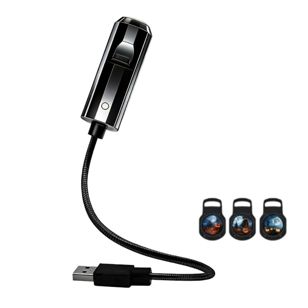 Flexible Neck USB Plug Projection Lamp 360 Degree Rotating Night Light Halloween