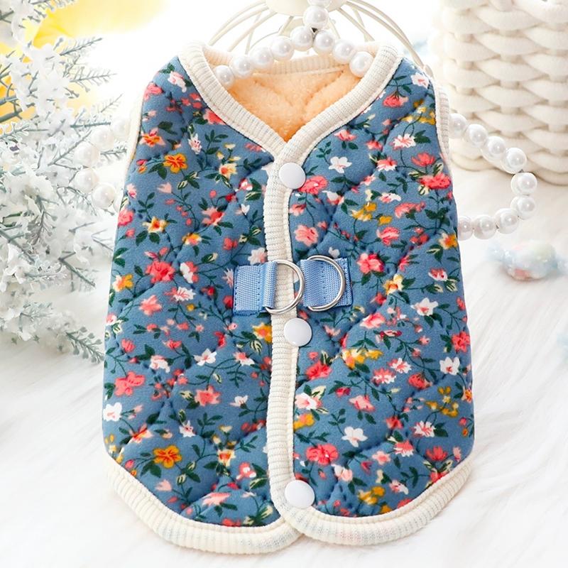 Overalls for Dogs Cats Winter Dog Clothes Fashion Floral Puppy Coat Pet Warm Jacket Chihuahua Yorkie Dachshund Plush Dog Vests