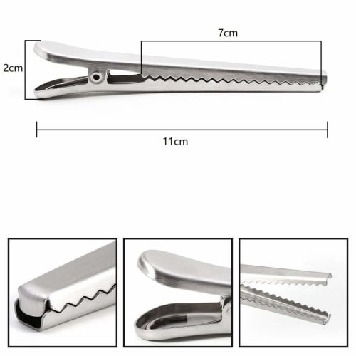 Flammi Stainless Steel Bag Clips, Kitchen Clips for Food Storage, Strong Storage Clips for Airtight Containers, Prevents Moisture and Oxidation, and P