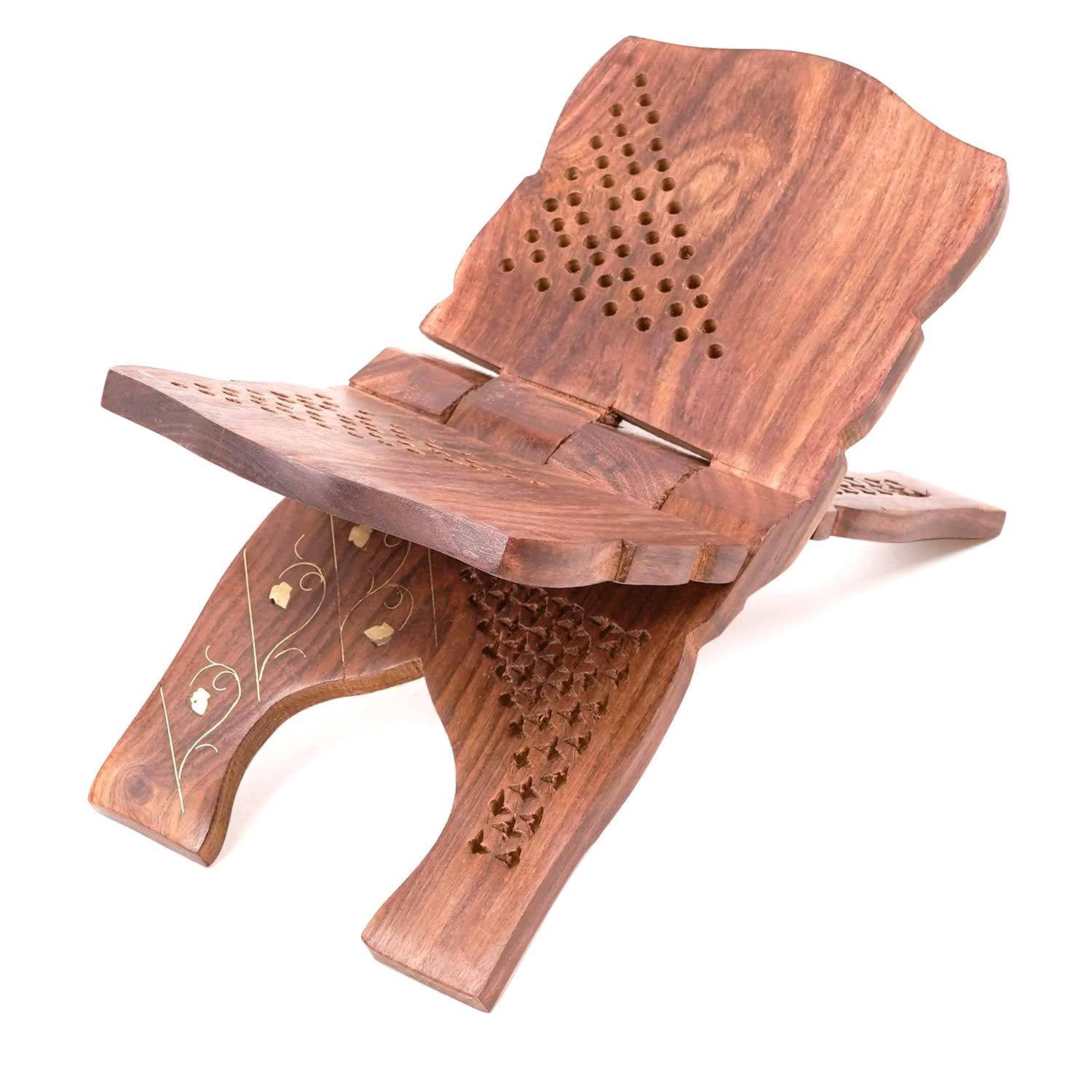 

Ручная работа и ручная работа Складной держатель для книг | Рехал | Подставка для удержания книг со сложной резьбой и принтом листьев | Рехал для религиозных священных книг