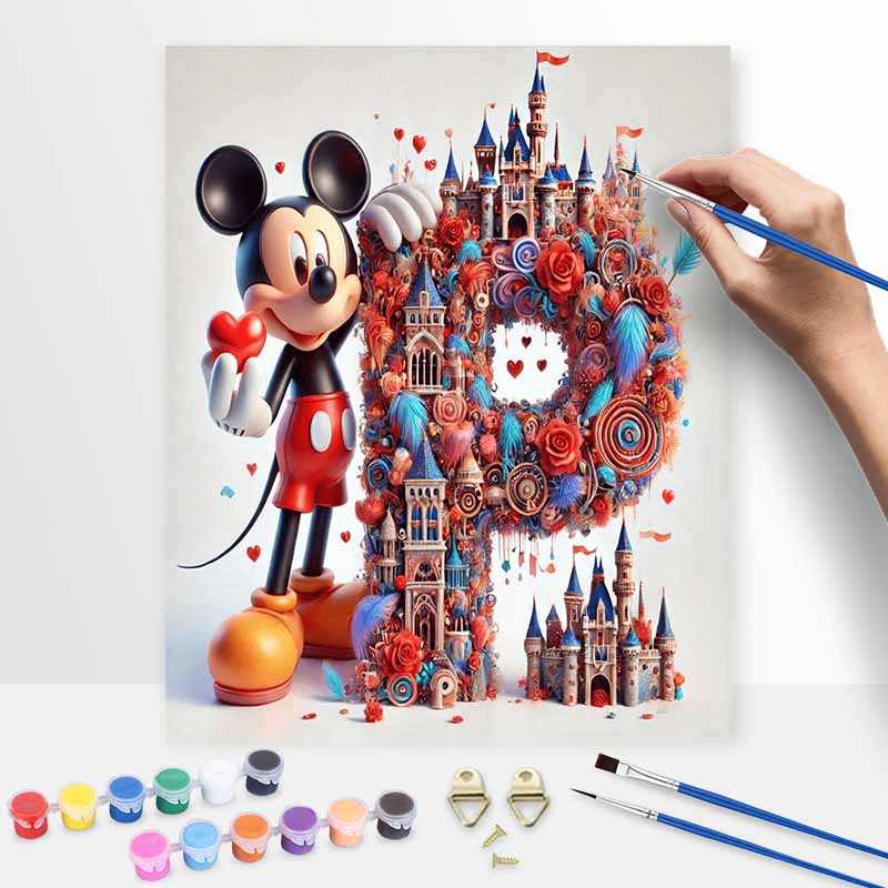 Disney Mickey Castle Heart DIY Oil Painting Kits Hand Painting Home Decor Craft Gift Ideas Disney Mickey Castle Heart Art Work Decor
