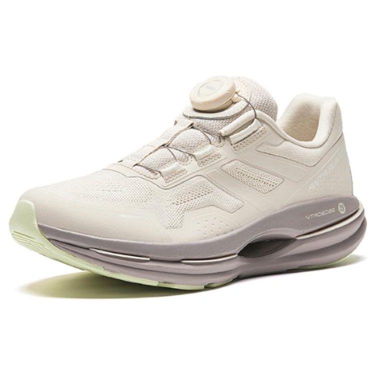 Anta Round Toe Knob Shock Absorbing Wear Resistant Low Top Running Shoes Women sneaker Gray Silver 122415560-3
