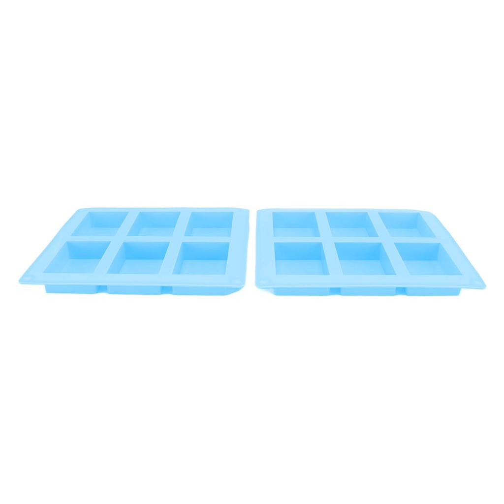 2Pcs Silicone Mold 6 Grids Heat Resistant Flexible Reusable Silicone Mold for Making Soaps Baking