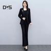 2 st/set Dam Formell Kappa Byxor Set Nedvikt Krage Långärmad Kavaj Slim Fit Enfärgad Utsvängda Byxor Vardagsklädsel Pendlaroutfit Kontor