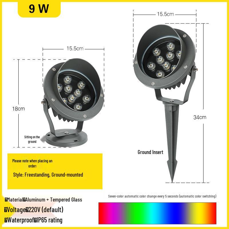 Outdoor Waterproof Tree Spotlight, Garden Floodlight, Landscape Light, Ground Plug Lawn Light