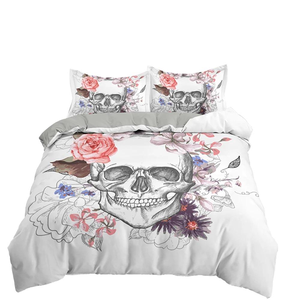 

Luxury Bedding Sets 3D Design Skull Bedspread Cover Kit With Pillowcase QueenKing Size Ink Painting Bed Linen Drop Shipping EU Single 135x200cm