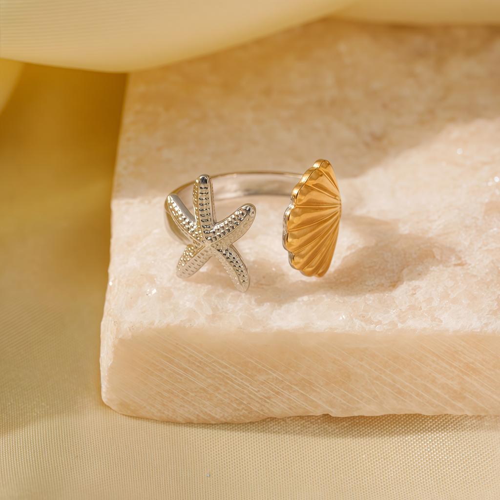 Stainless Steel Gold Silver Color Gradient Design Rings for Women Luxury Fashion  Adjustable Joint Rings Versatile Jewelry Gift