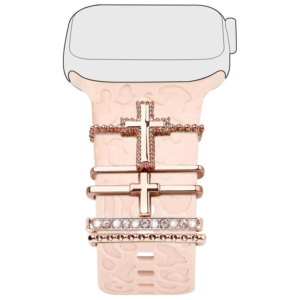 5pcs Rhinestone Watchband Ring Loops Nails Studs, Cute Metal Watch Strap Charms Decorations Compatible With IWatch Series Watchb