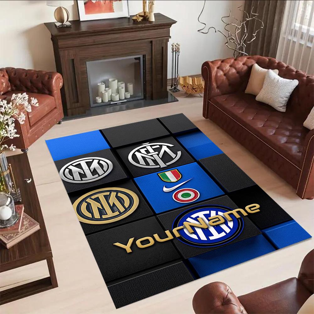 Inter Milan Personalized Name Carpet Perfect for Study room Game Room Dormitory Balcony Antislip Carpet Anime Office Decor