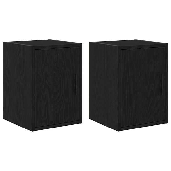VidaXL Armoires murales de garage 2 pcs noir bois d'ingénierie, armoire, placard mural de garage, armoire à outils murale 860610