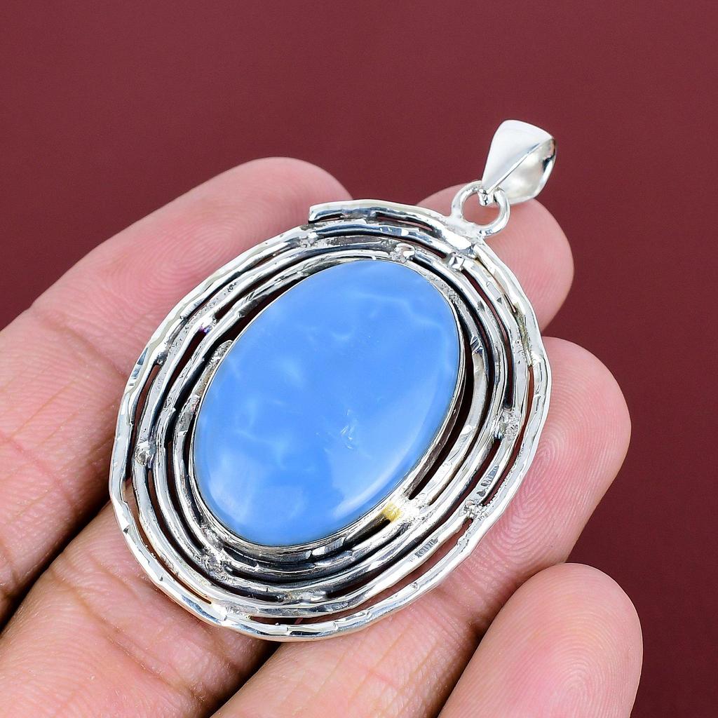 Owyhee Blue Opal Pendant 925 Sterling Silver Pendant Handmade Pendant Antique Jewelry Real Gemstone Pendant Wedding Gifts Birthstone Pendant
