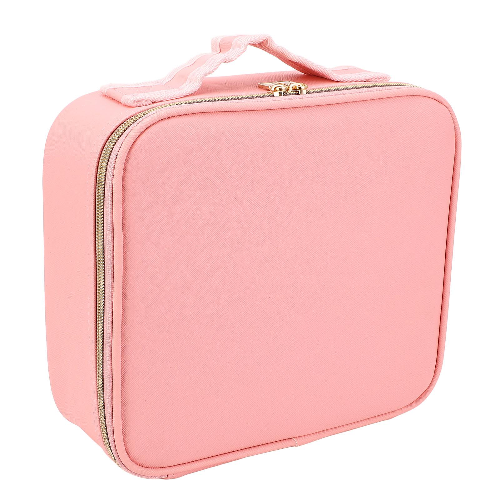 

Розовая портативная косметичка из ПУ кожи, дорожный косметический кейс, профессиональная, большой вместимости, для макияжа