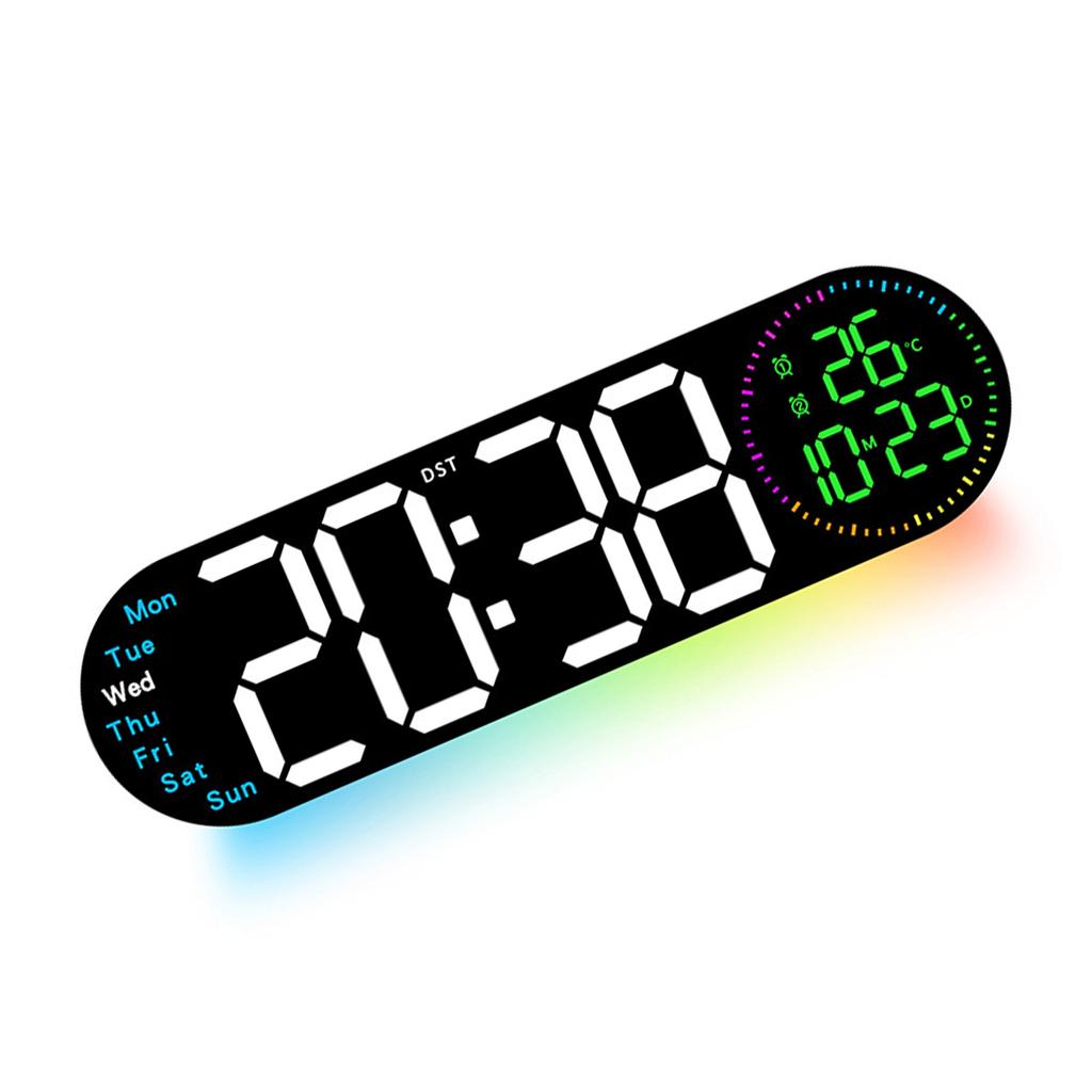LED Digital Clock Wall &Desk Mount Alarms Clock with Adjustable Brightness &Volume 12/24Hour Display For Home Office