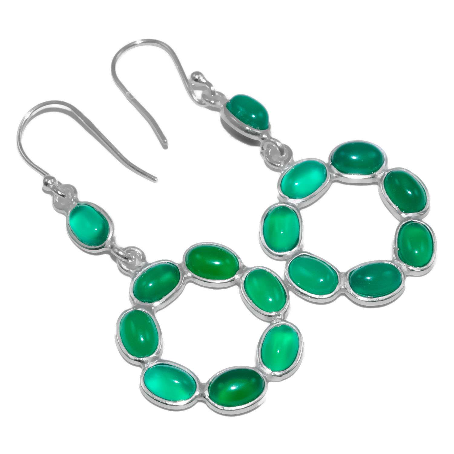 

Green Onyx Gemstone Earrings Solid 925 Sterling Silver Handmade Earrings Jewelry Gift For Women And Girls E-1676