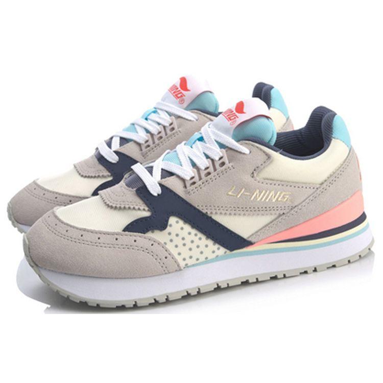 Li Ning 001 Shock Absorbing Non-Slip Wear-Resistant Low-Top Sports Casual Shoes Women Sneakers Gray Yellow Blue AGCQ088-2