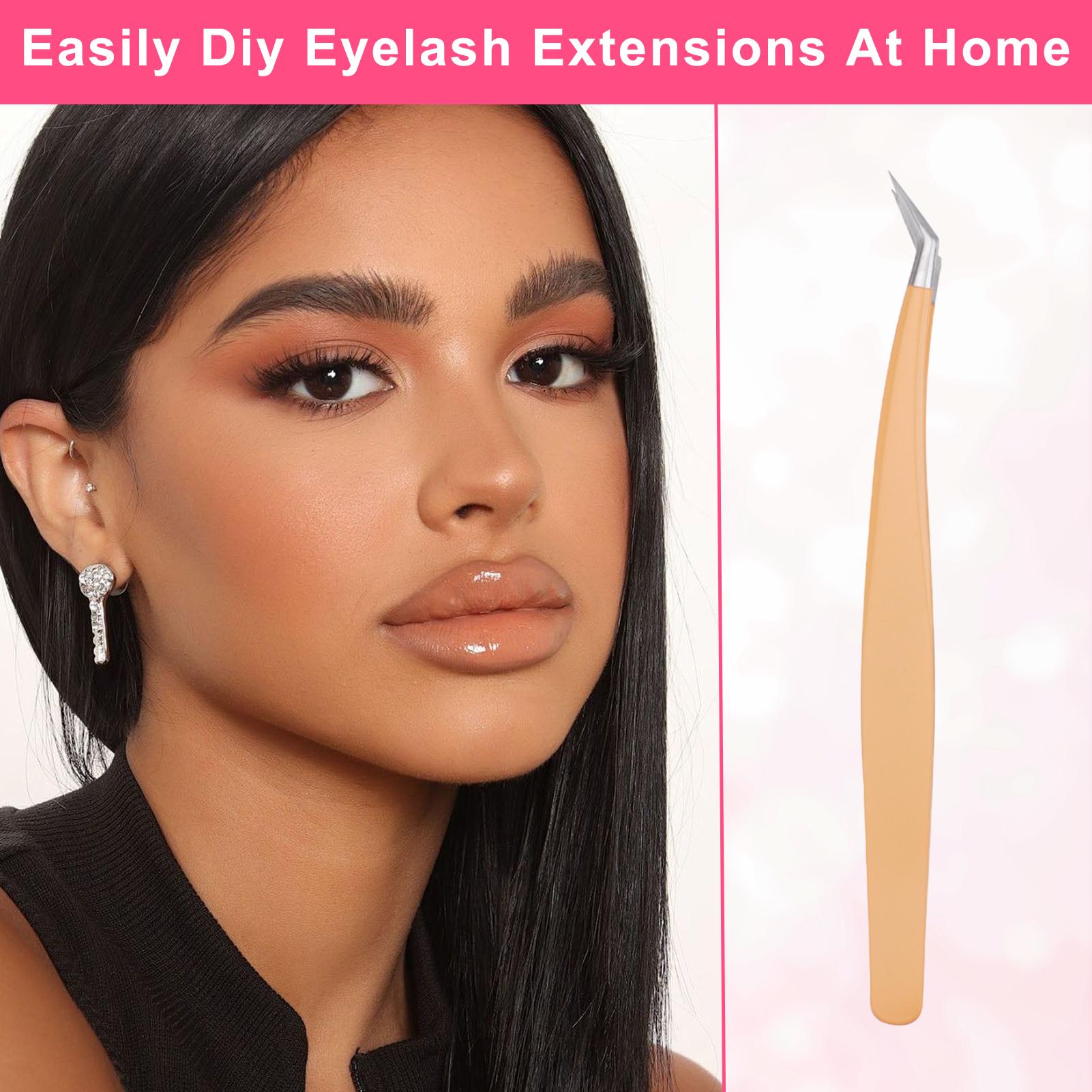 Professional Eyelash Tweezers High Precision Stainless Steel Lash Extension Tool for False Eyelash Separation and Fanning Gold Feather Clip жёлтый