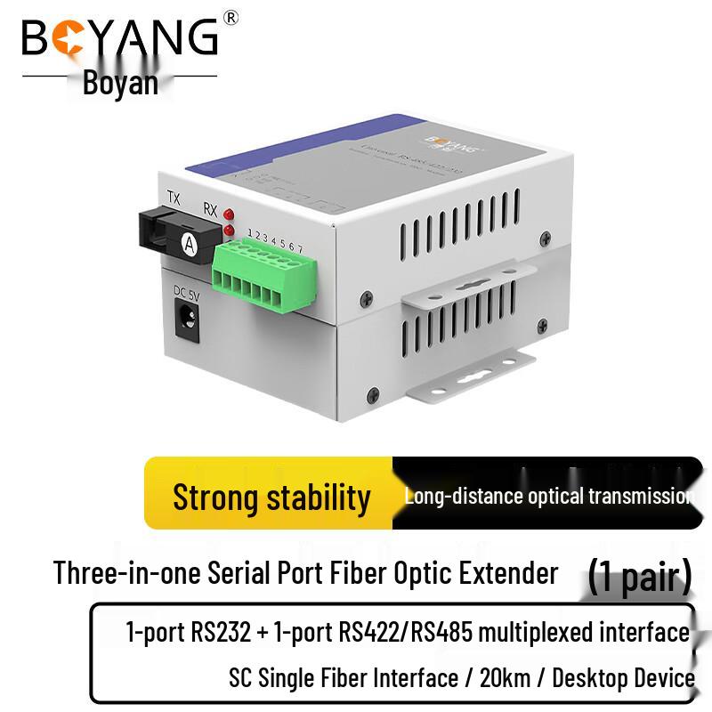 BOYANG 3-in-1 Serial Fiber Optic Transceiver Extender