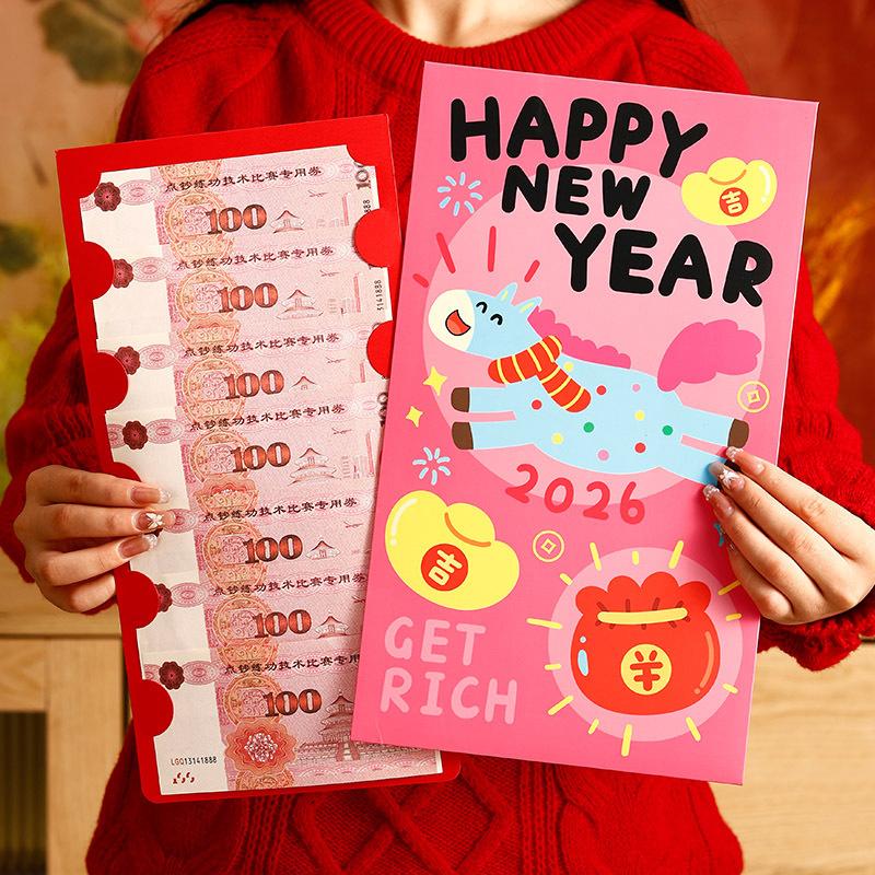 Big 2026 Red Envelopes Paper Lucky Money Gifts Chinese New Year 2026 Horse Year Red Pockets Money Pouch Hongbao Gifts