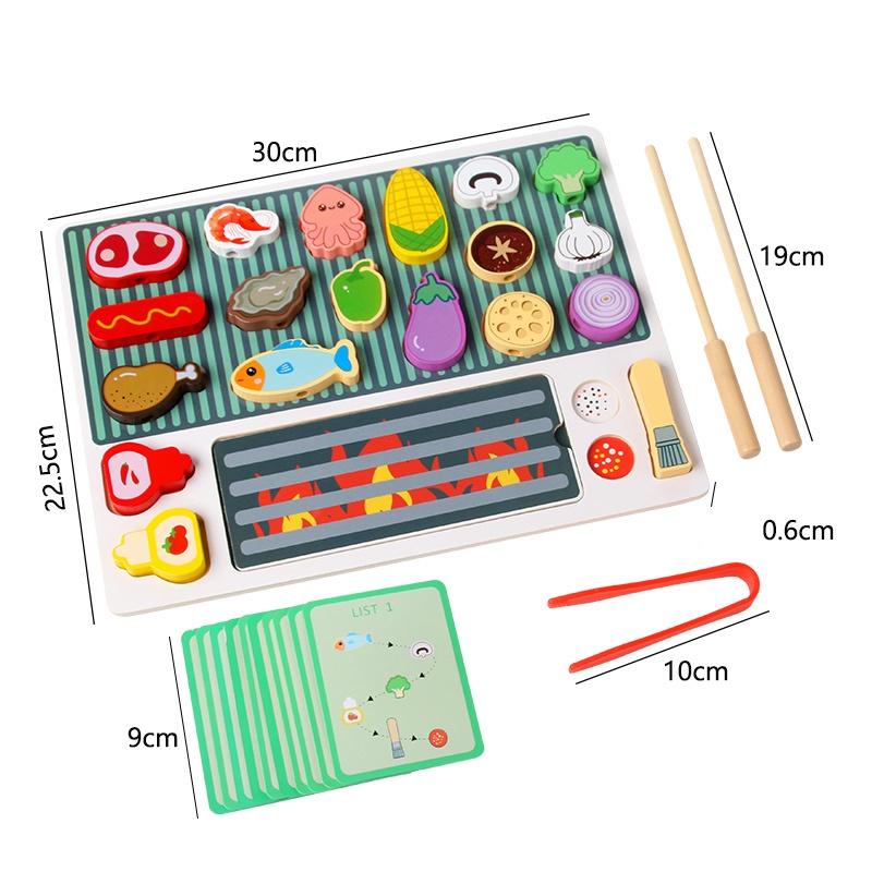 

Toys Toys Toys Wooden BBQ Set Kitchen Pretend Play Food Matching Game Role-playing Game Fine Motor For Children Boys Girls