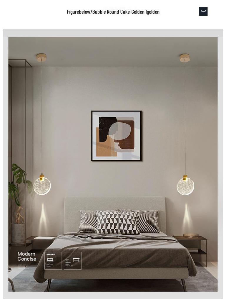 Luxury Crystal Pendant Light: Elegant Bedside or Background Illumination