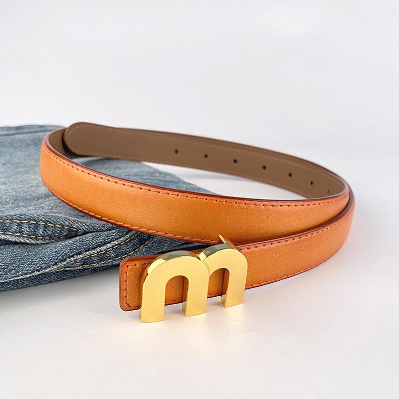 M Letter Genuine Leather Women's Belt - Versatile for Casual Pants, Skirts, and Jeans