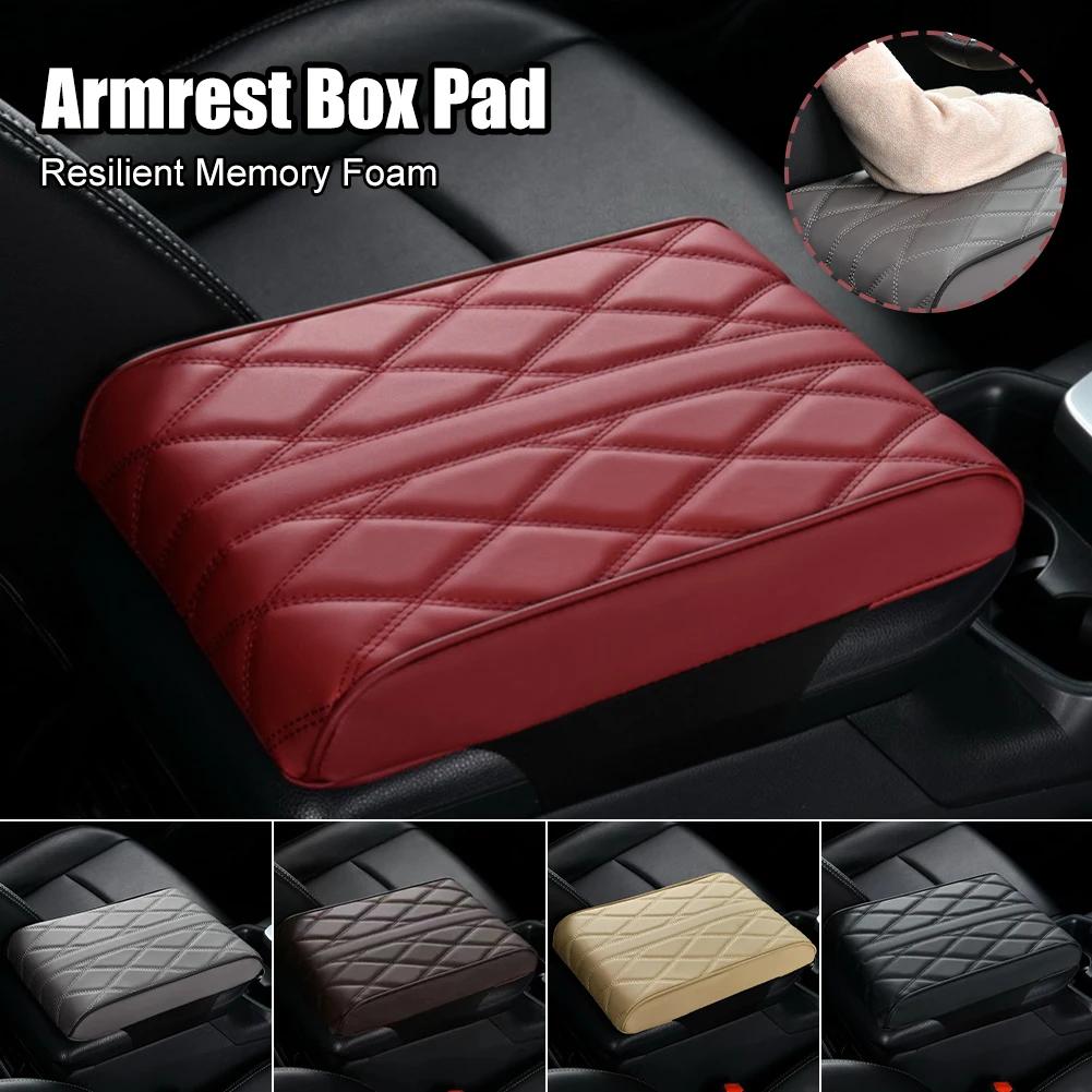 Universal Car Armrest Box Pad 5cm PU Leather Memory Foam Car Armrest Mat Center Console Pad Protection Cushion Storage Box Cover