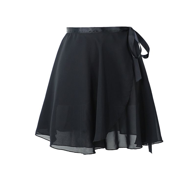 

Solid Color Lace up Dance Practice Outfit Pure Color Tied Dance Skirt Black L (reference height 135-160cm)