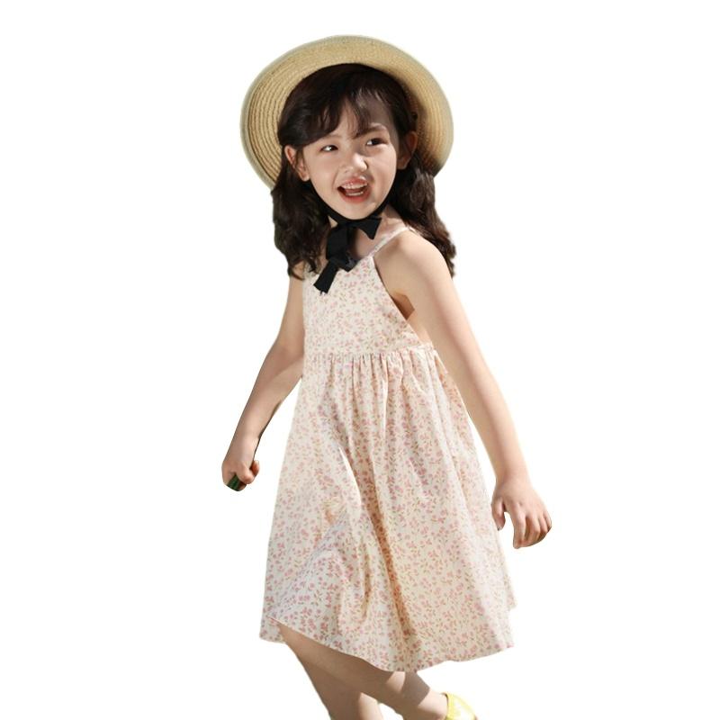 

Платье для девочек 1–7 лет, детское платье с цветочным принтом, летнее свободное платье принцессы без рукавов 140