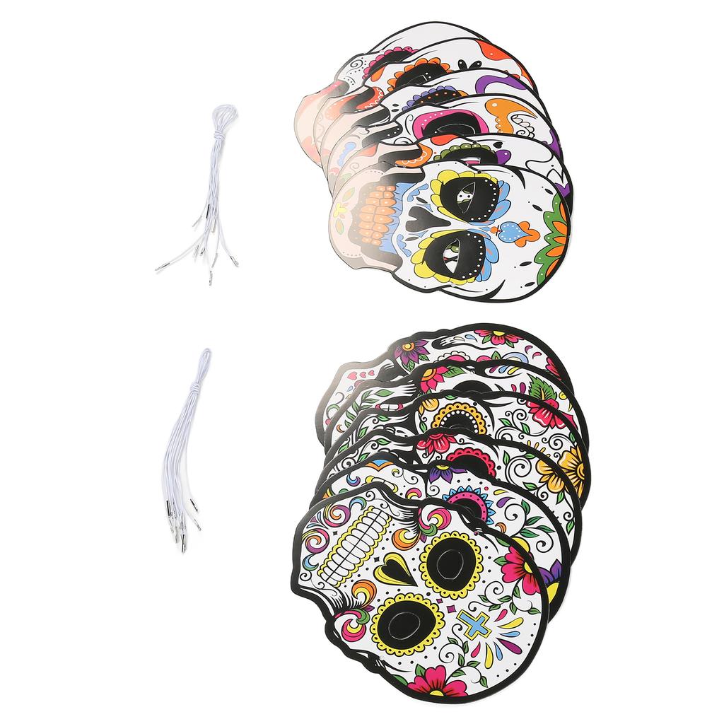12pcs Day of The Dead Mask with Elastic Band Attractive Halloween Mask for Halloween Party Horror
