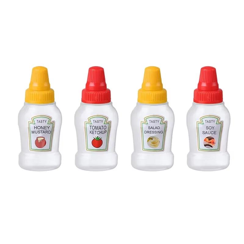 

4/8/12PCS Mini Condiment Squeeze Bottles Honey Ketchup Soy Salad Sauce Dressing Dispensers Lunchbox Squeezable Containers Jars